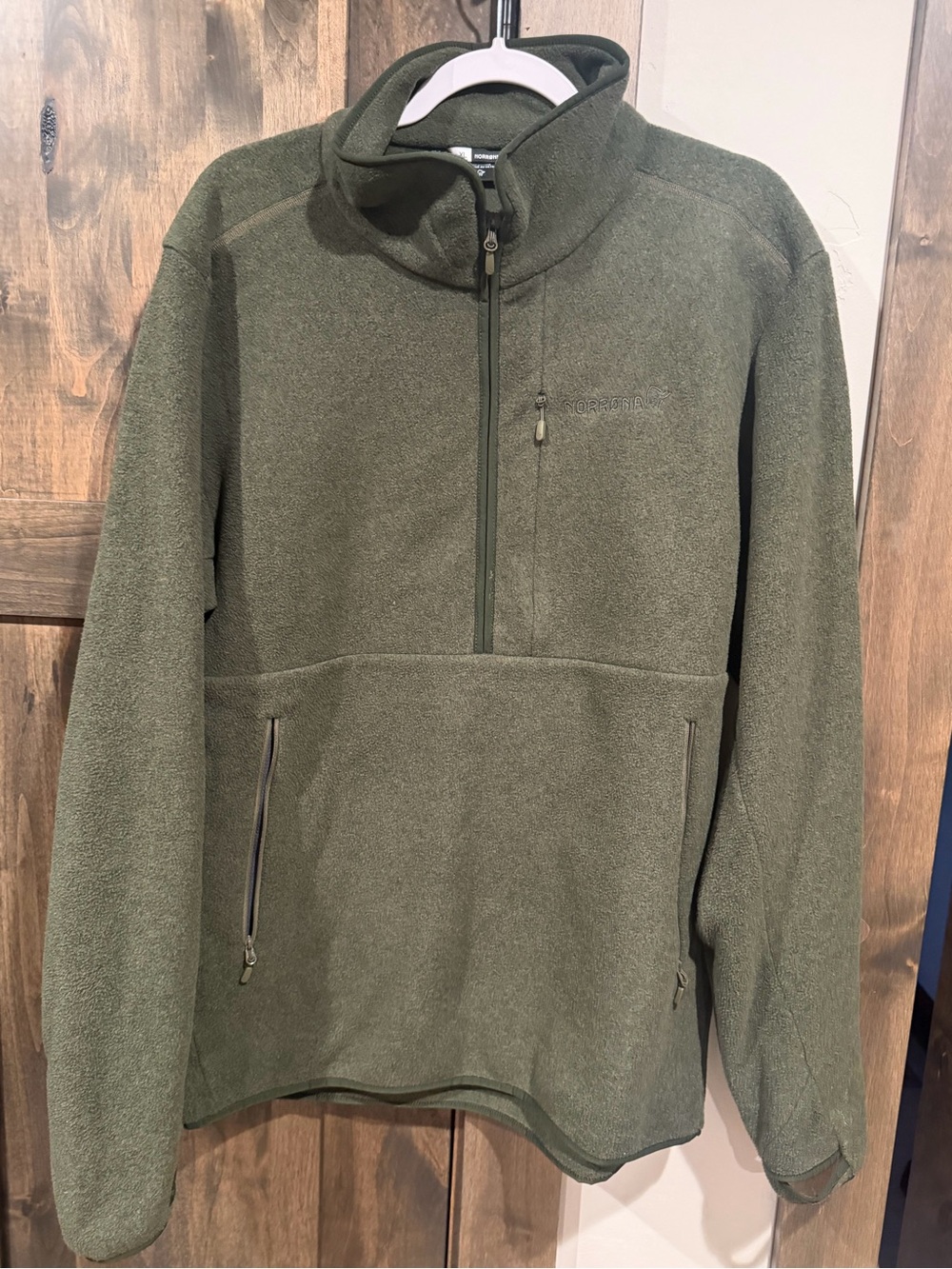 Norrøna Femund Warm2 Half Zip Fleece Men’s XL Olive Green Pullover Like New